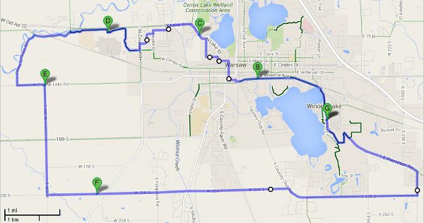 Map of a twenty-mile ride