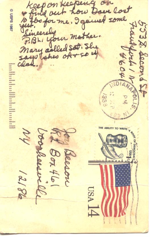 Back of postcard