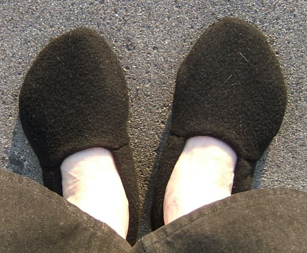 fleece slippers on feet