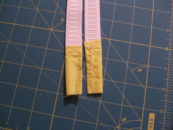 nylon sewn to ends of elastic