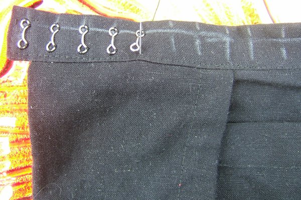 sewing eyes on waistband