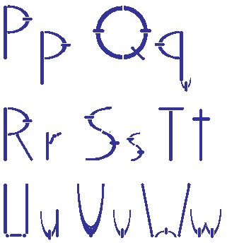 Letters P through W, upper and lower case 