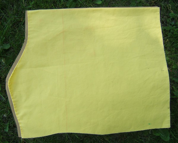 front with first stage of flat-fell seam basted