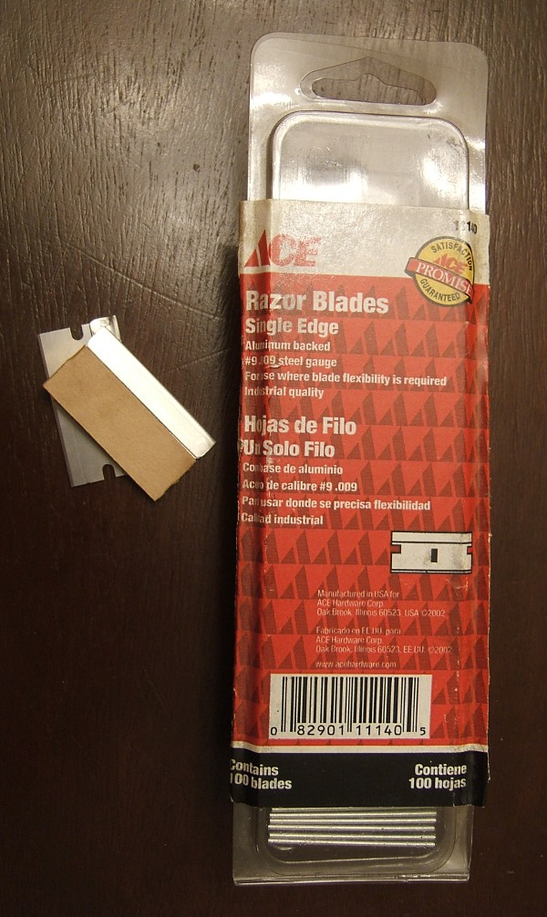 package of razor 
                     blades