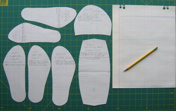 the patterns I intend to use, 
                     with paper and pencil for copying some of them